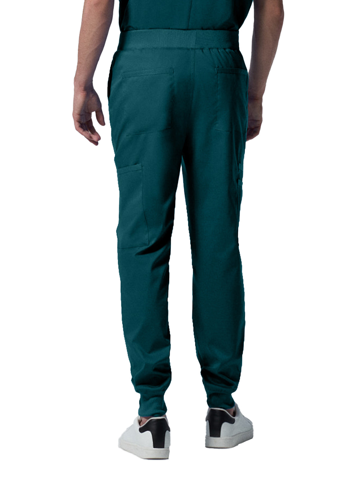 Men's 7-Pocket Mid-Rise Rib-Knit Elastic Waist Jogger Scrub Pant