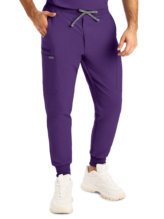 Men's Seven-Pocket Mid-Rise Triple-Elastic Waist Jogger Pant - LB409 - Eggplant