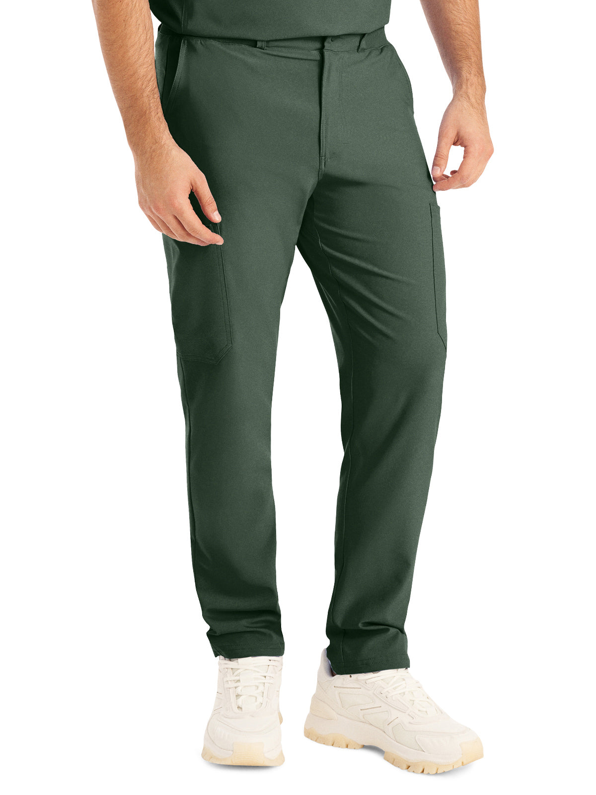 Men's 8-Pocket Mid-Rise Rib-Knit Elastic Waist Cargo Pant