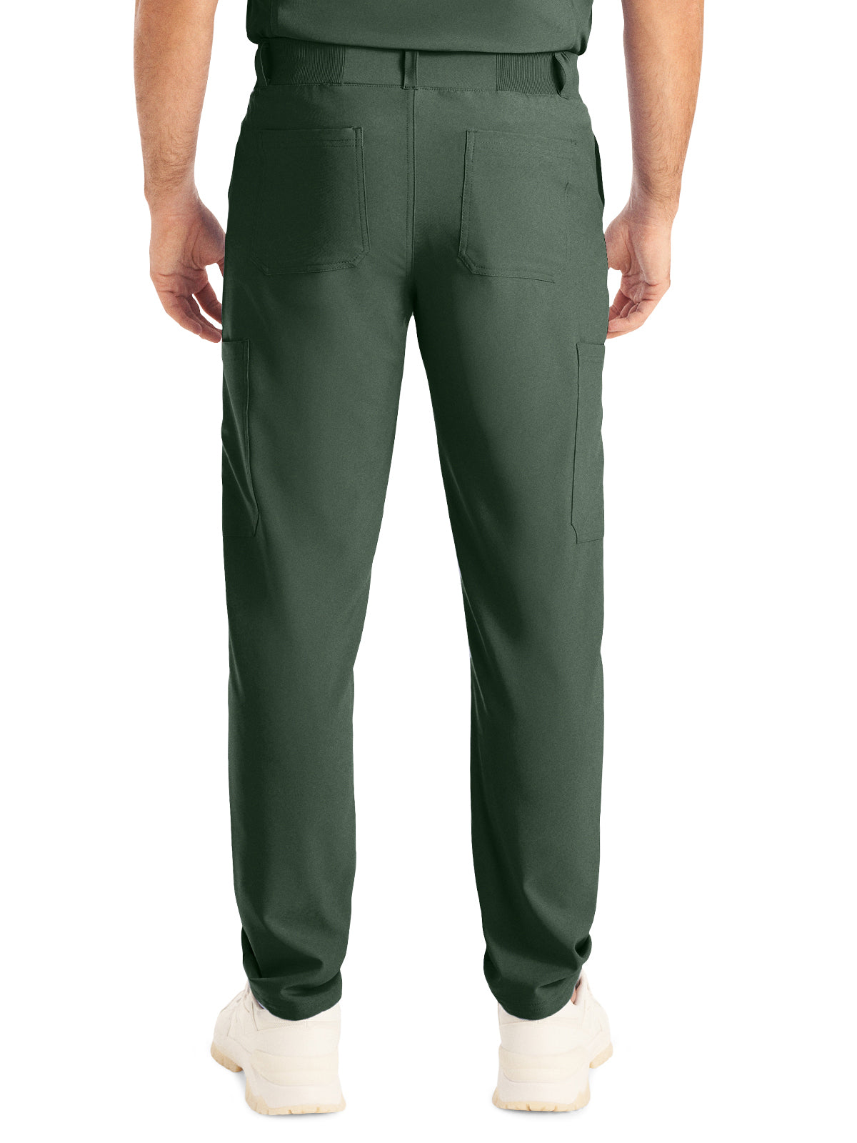 Men's 8-Pocket Mid-Rise Rib-Knit Elastic Waist Cargo Pant