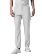 Men's Eight-Pocket Mid-Rise Rib-Knit Elastic Waist Cargo Pant - LB410 - White