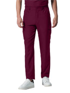 Men's Eight-Pocket Mid-Rise Rib-Knit Elastic Waist Cargo Pant - LB410 - Wine