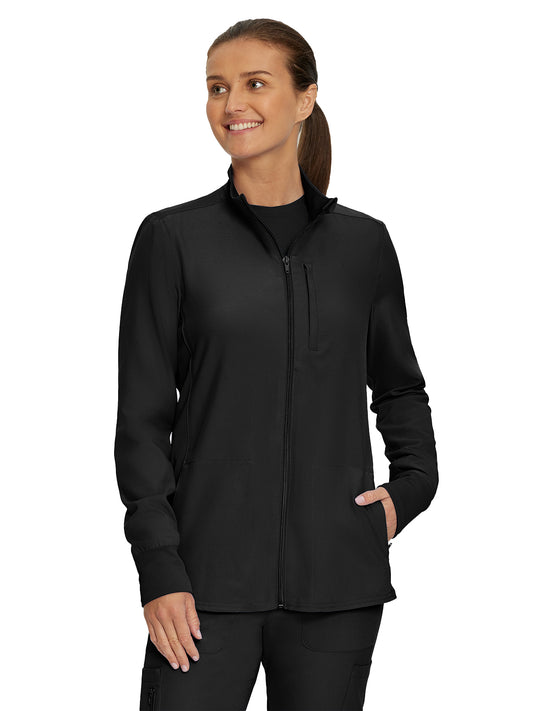 Women's 3-Pocket Mock-Neck Zip-Front Scrub Jacket