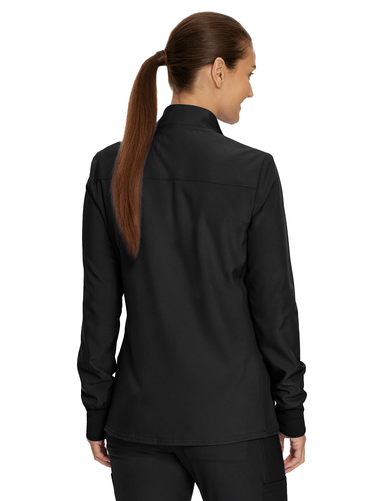 Women's 3-Pocket Mock-Neck Zip-Front Scrub Jacket