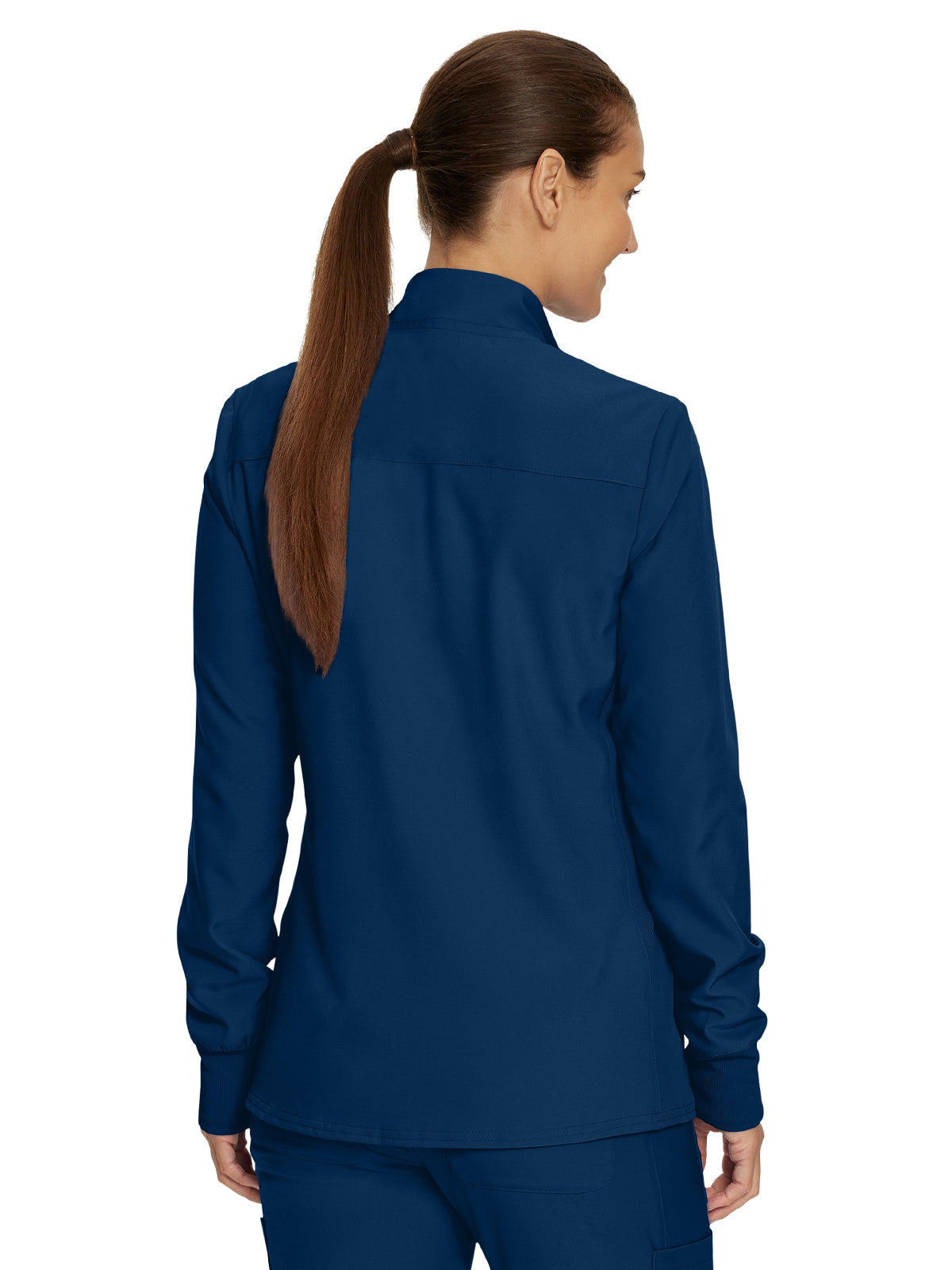 Women's 3-Pocket Mock-Neck Zip-Front Scrub Jacket