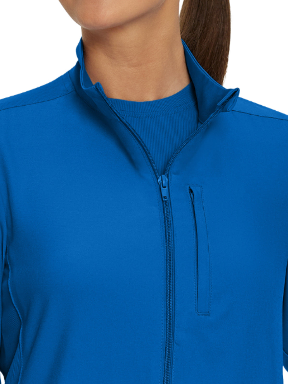 Women's 3-Pocket Mock-Neck Zip-Front Scrub Jacket