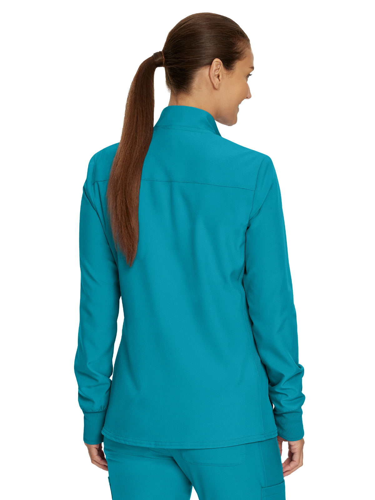 Women's 3-Pocket Mock-Neck Zip-Front Scrub Jacket