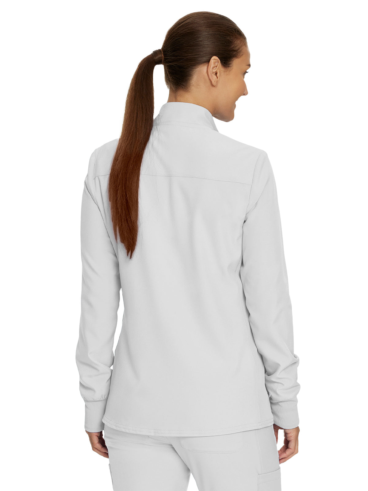 Women's 3-Pocket Mock-Neck Zip-Front Scrub Jacket