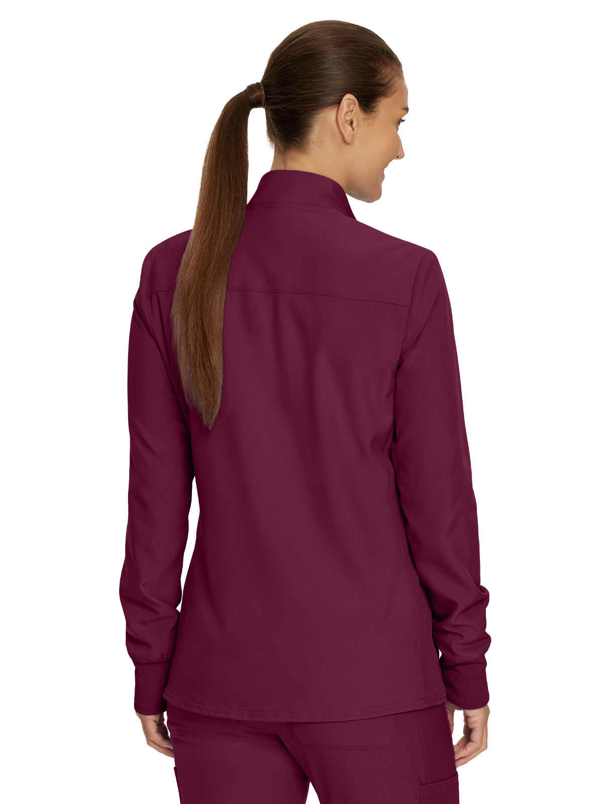 Women's 3-Pocket Mock-Neck Zip-Front Scrub Jacket