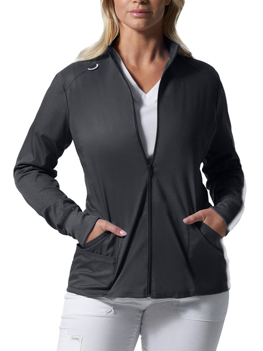 Women's Three-Pocket Mock Neck Zip-Front Jacket - LJ701 - Graphite