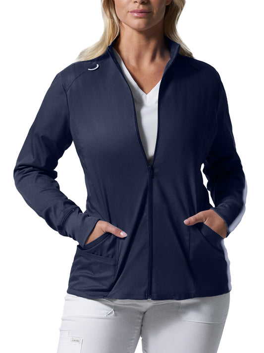 Women's 3-Pocket Mock Neck Zip-Front Scrub Jacket