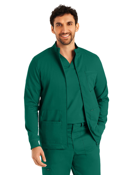 Men's 4-Pocket Mock Neck Zip-Front Scrub Jacket