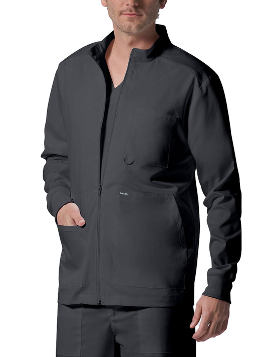 Men's 4-Pocket Mock Neck Zip-Front Scrub Jacket