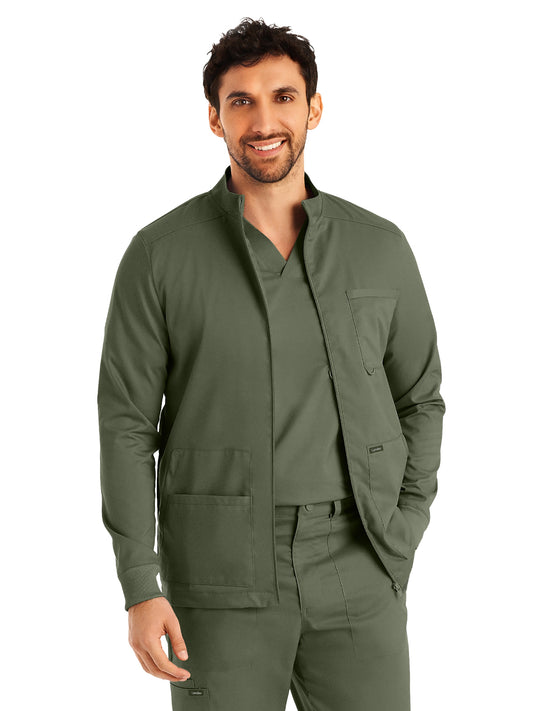 Men's Four-Pocket Mock Neck Zip-Front Jacket - LJ702 - Olive Moss