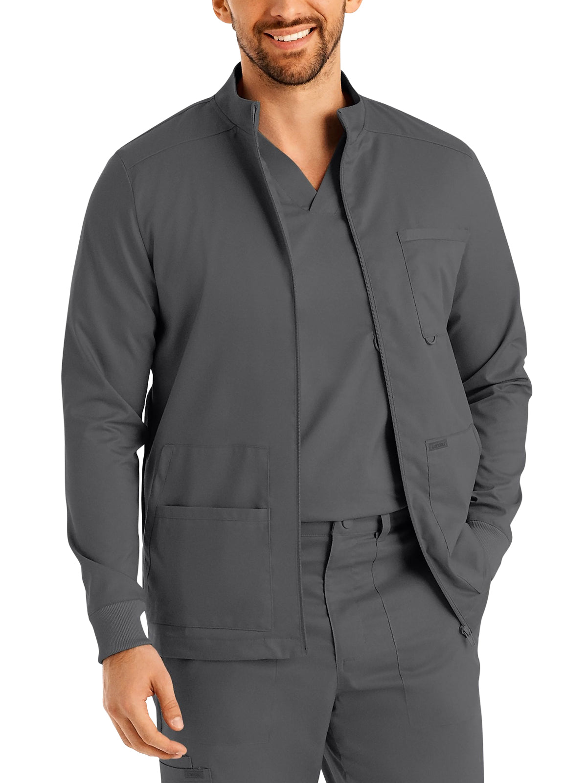 Men's 4-Pocket Mock Neck Zip-Front Jacket