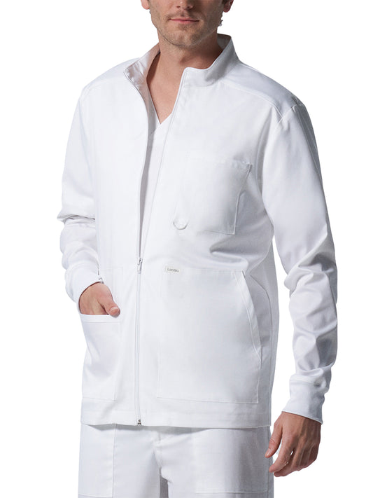 Men's 4-Pocket Mock Neck Zip-Front Scrub Jacket