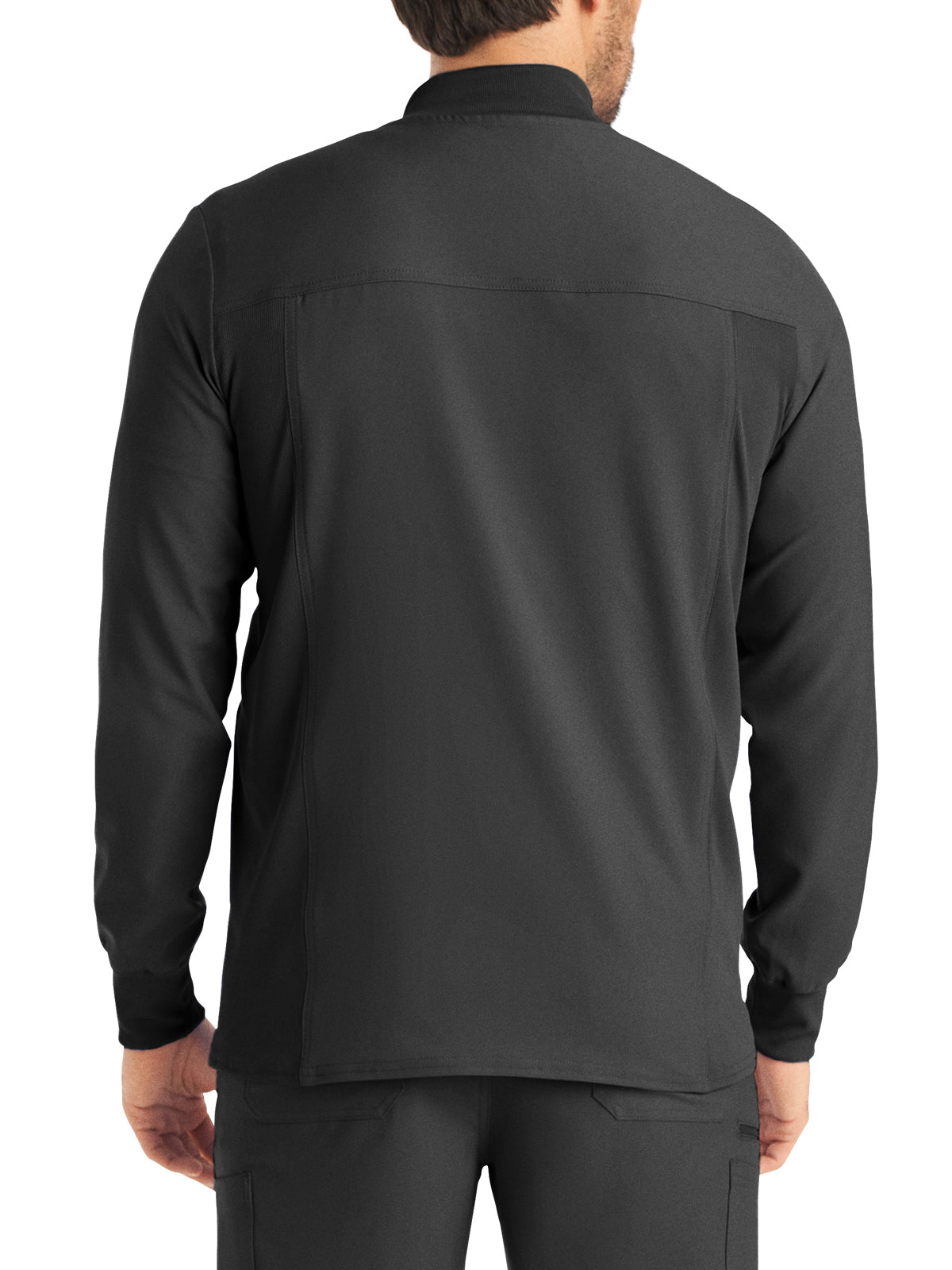 Men's 3-Pocket Mock-Neck Zip-Front Scrub Jacket