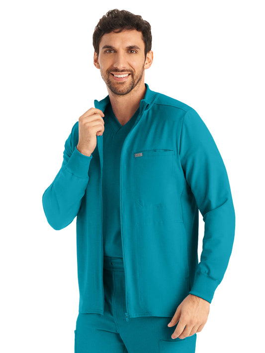Men's Three-Pocket Mock-Neck Zip-Front Jacket - LJ703 - Teal