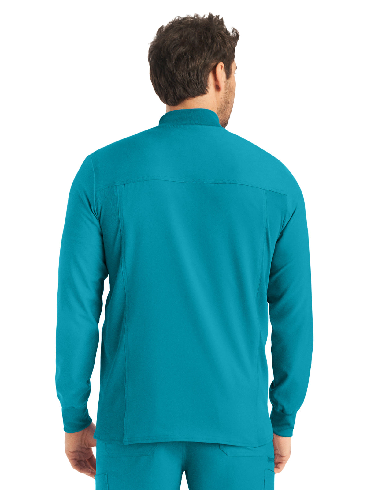 Men's 3-Pocket Mock-Neck Zip-Front Scrub Jacket