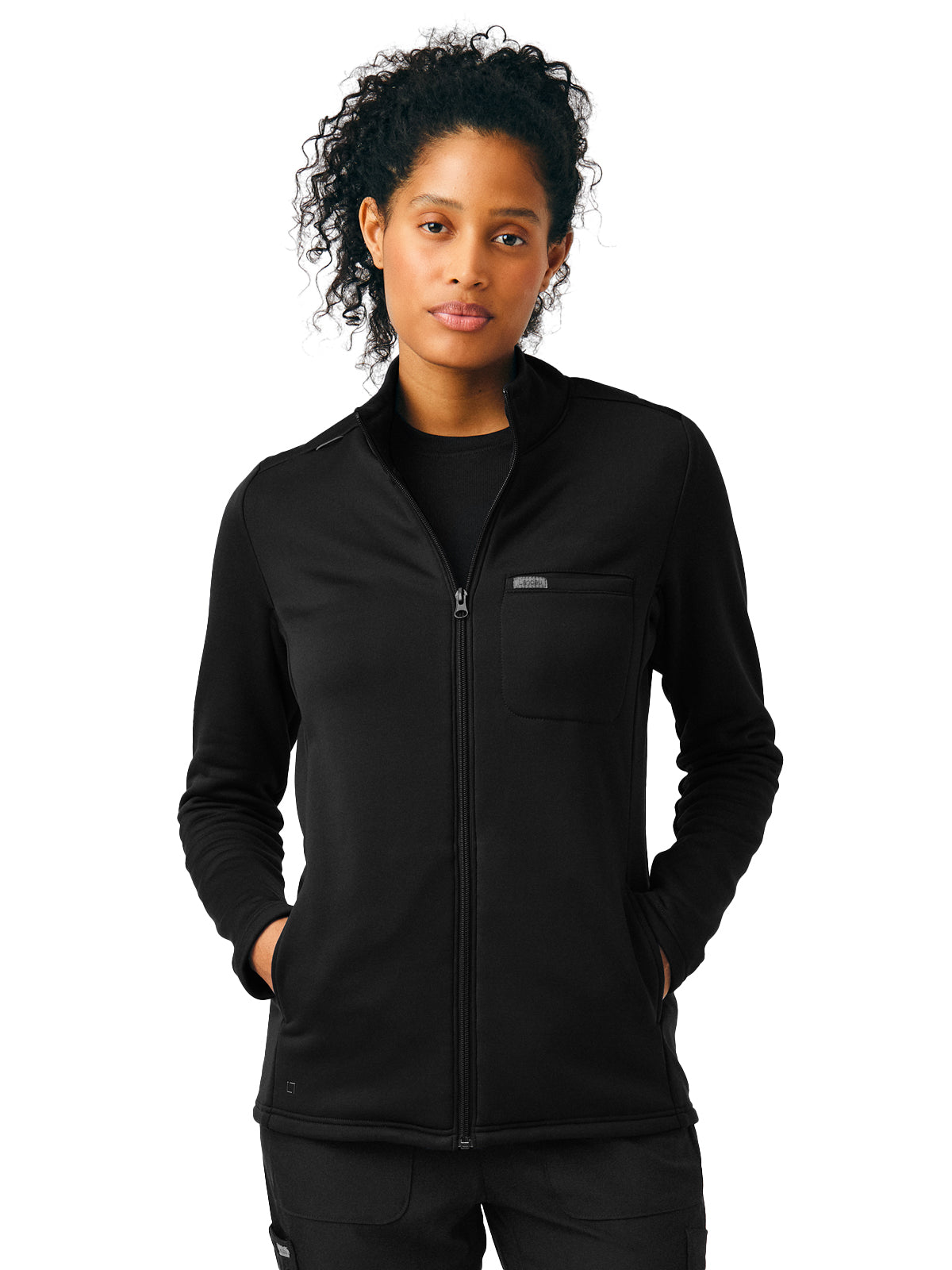 Women's Five-Pocket Zip-Front Fleece Jacket - LJ708 - Black