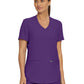 Women's Three-Pocket Rib-Knit Neckline V-Neck Top - LT100 - Eggplant