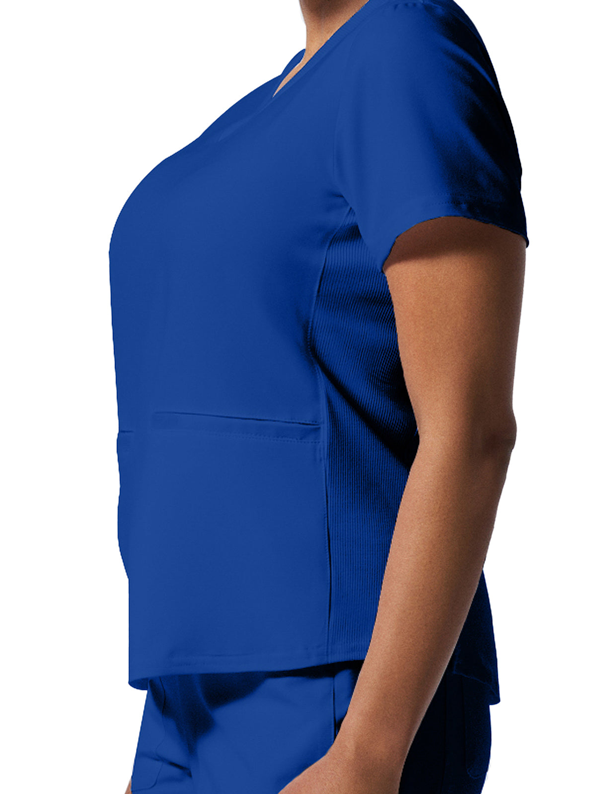 Women's 3-Pocket Rib-Knit Neckline V-Neck Scrub Top