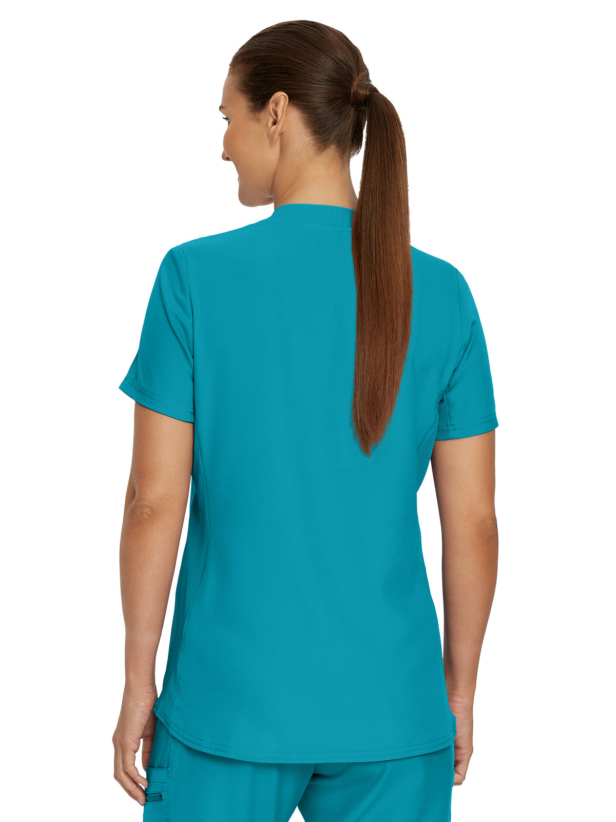 Women's 3-Pocket Rib-Knit Neckline V-Neck Scrub Top