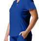 Women's 2-Pocket Shirttail Hemline V-Neck Top