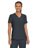 Women's Two-Pocket Shirttail Hemline V-Neck Top - LT101 - Pewter