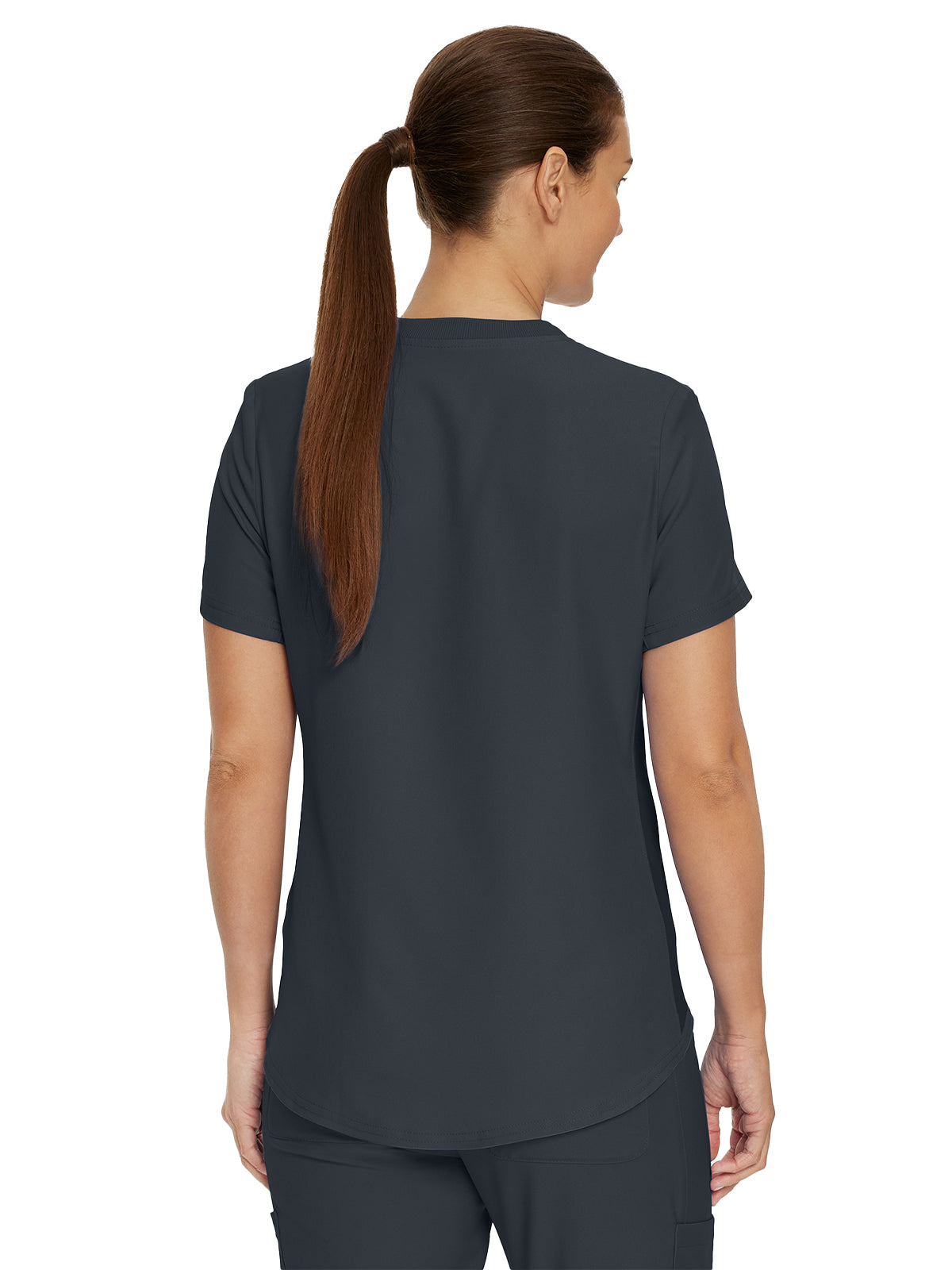 Women's 2-Pocket Shirttail Hemline V-Neck Scrub Top