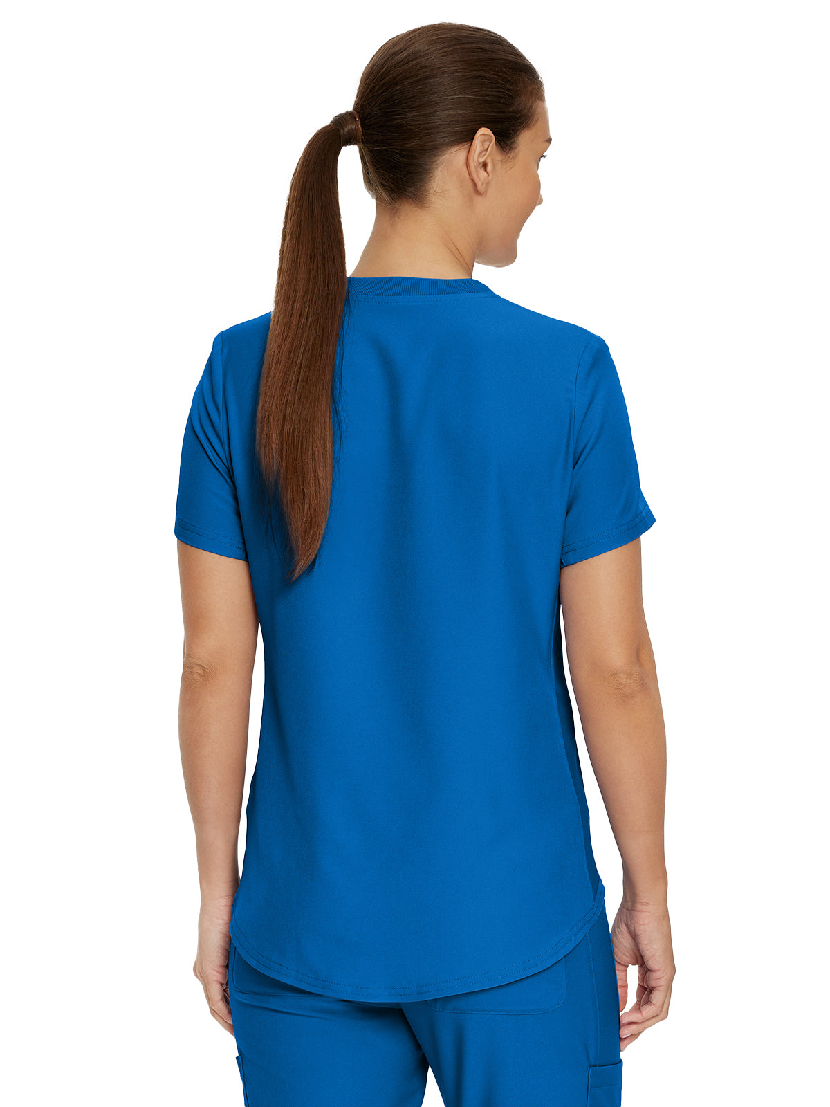 Women's 2-Pocket Shirttail Hemline V-Neck Scrub Top