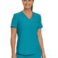 Women's Two-Pocket Shirttail Hemline V-Neck Top - LT101 - Teal