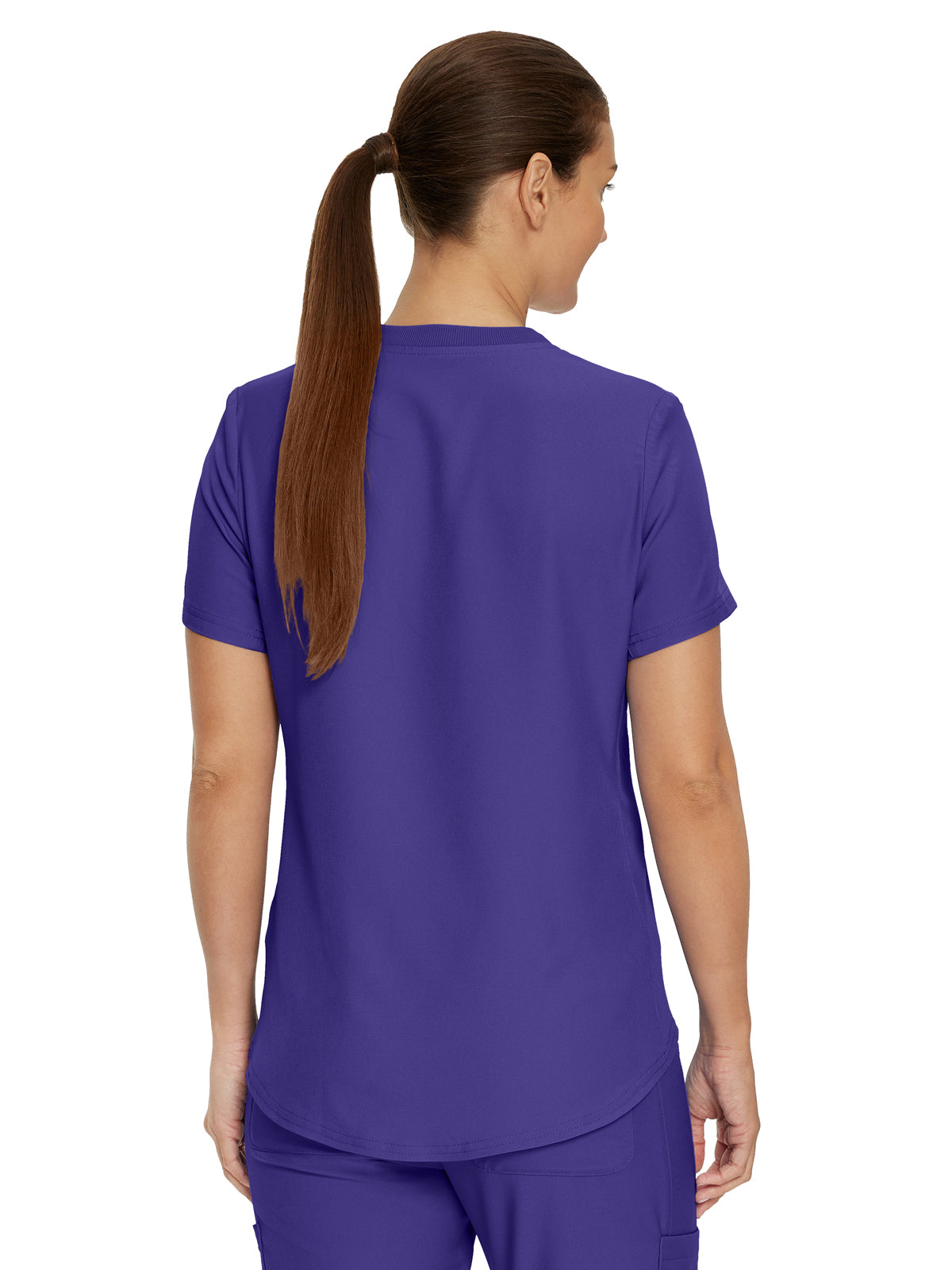 Women's 2-Pocket Shirttail Hemline V-Neck Top