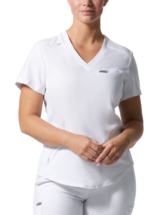 Women's 2-Pocket Shirttail Hemline V-Neck Scrub Top