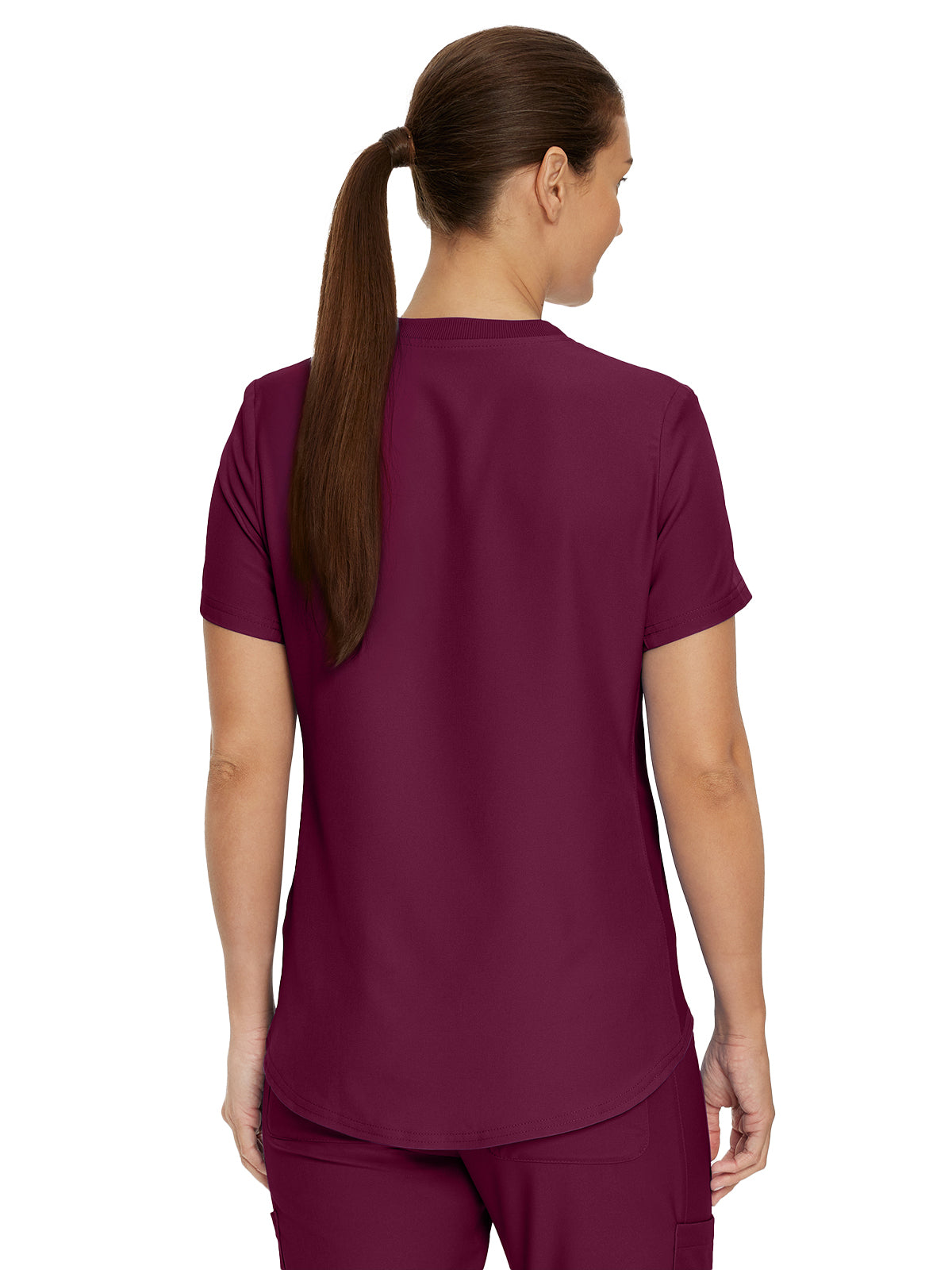 Women's 2-Pocket Shirttail Hemline V-Neck Top