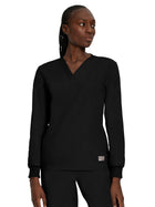 Unisex No-Pocket Crossover V-Neck Long-Sleeve Top - LT104 - Black