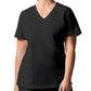 Women's Three-Pocket V-Neck Top - LT105 - Black