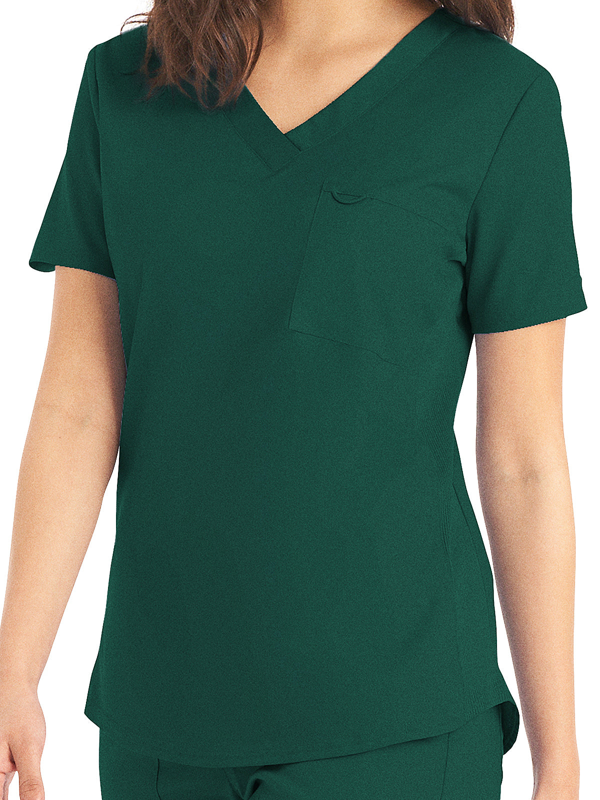 Women's 2-Pocket Back Princess Seamed V-Neck Scrub Top