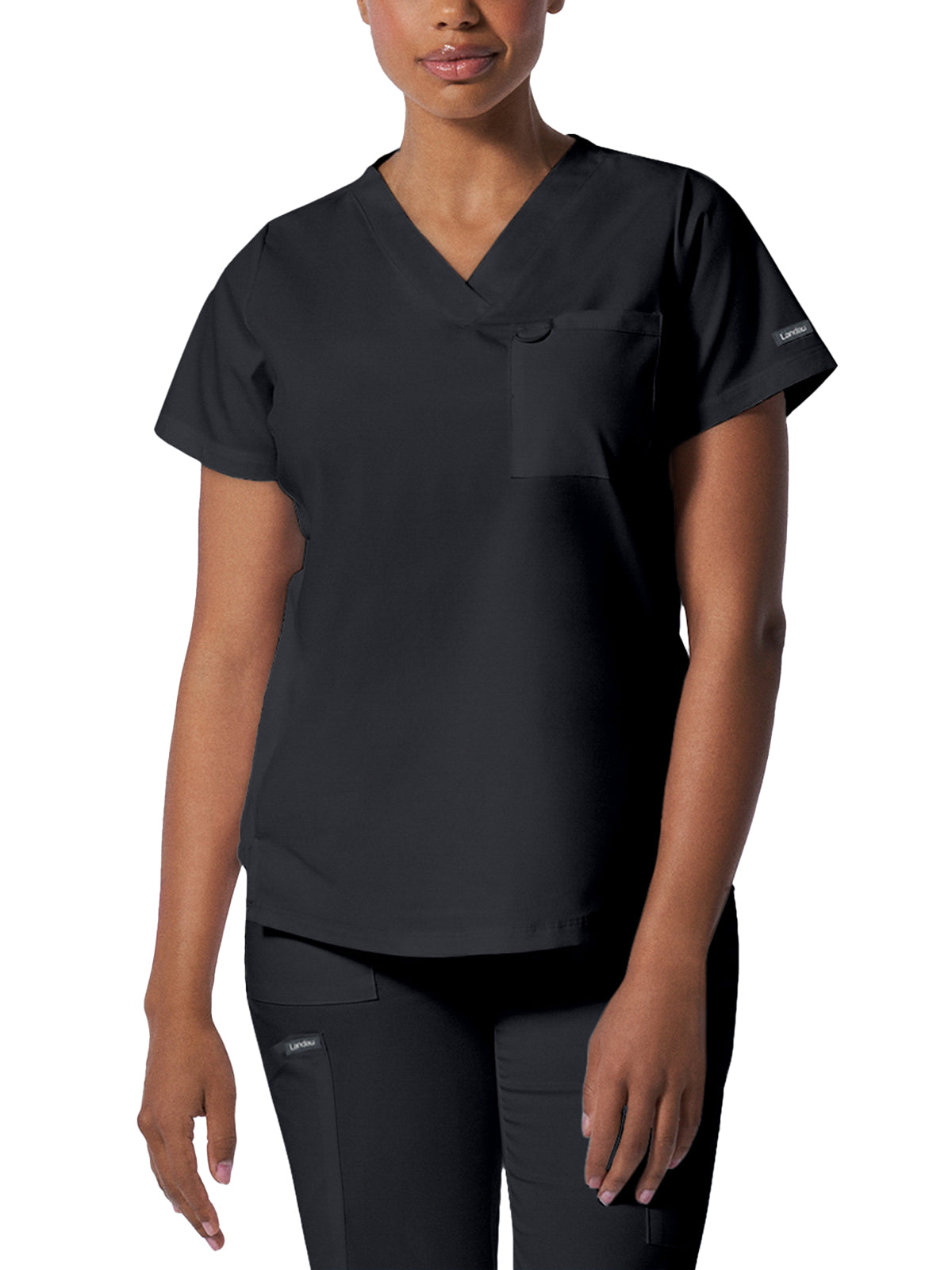 Women's 2-Pocket Back Princess Seamed V-Neck Scrub Top