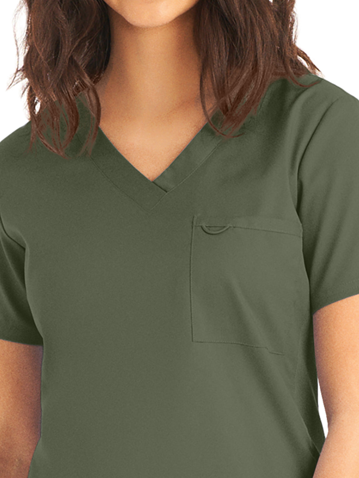 Women's 2-Pocket Back Princess Seamed V-Neck Scrub Top