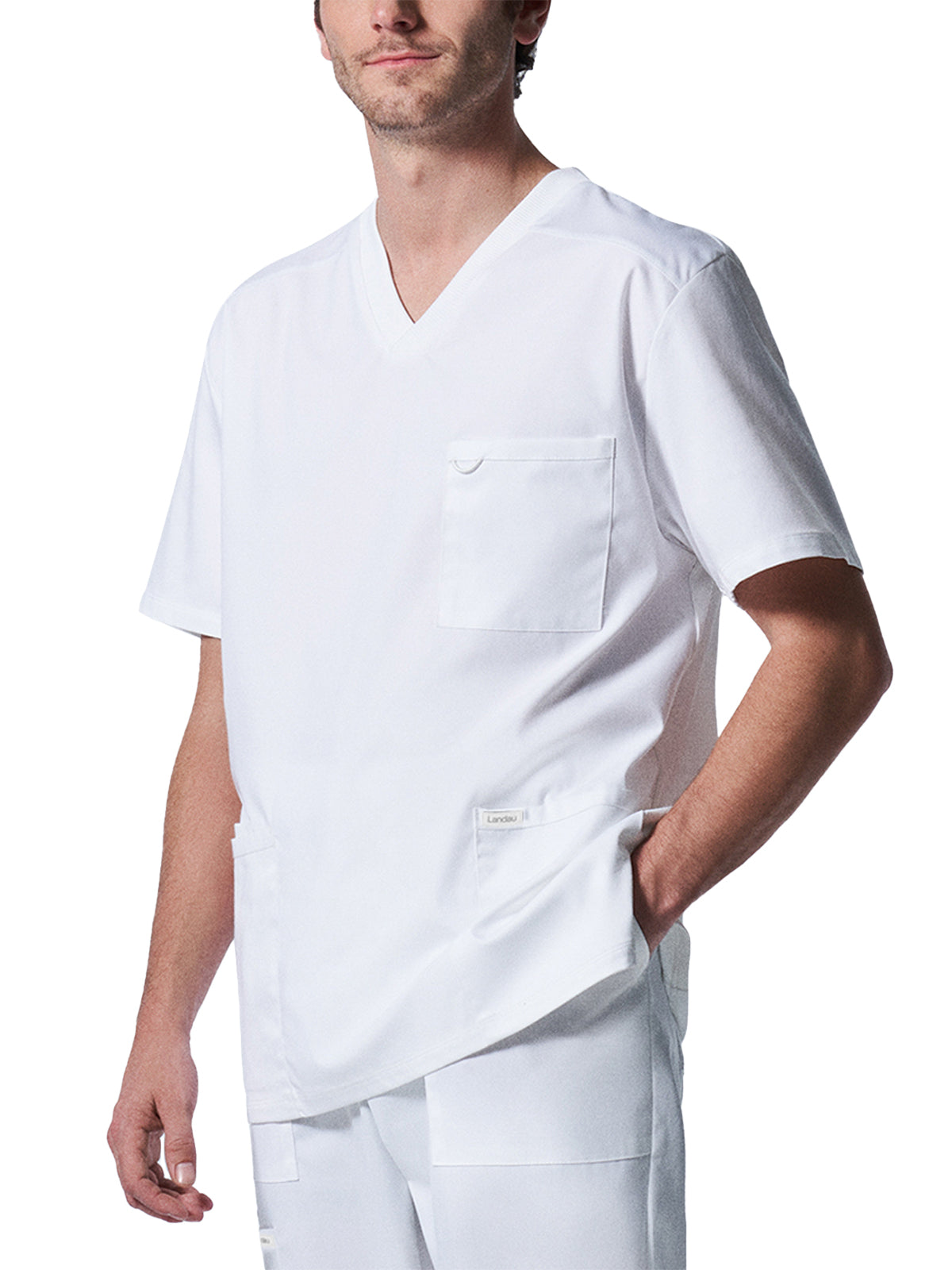 Men's 4-Pocket Back Yoke V-Neck Scrub Top