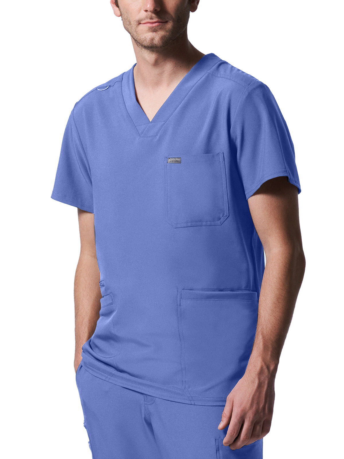 Men's 4-Pocket Back Yoke V-Neck Scrub Top