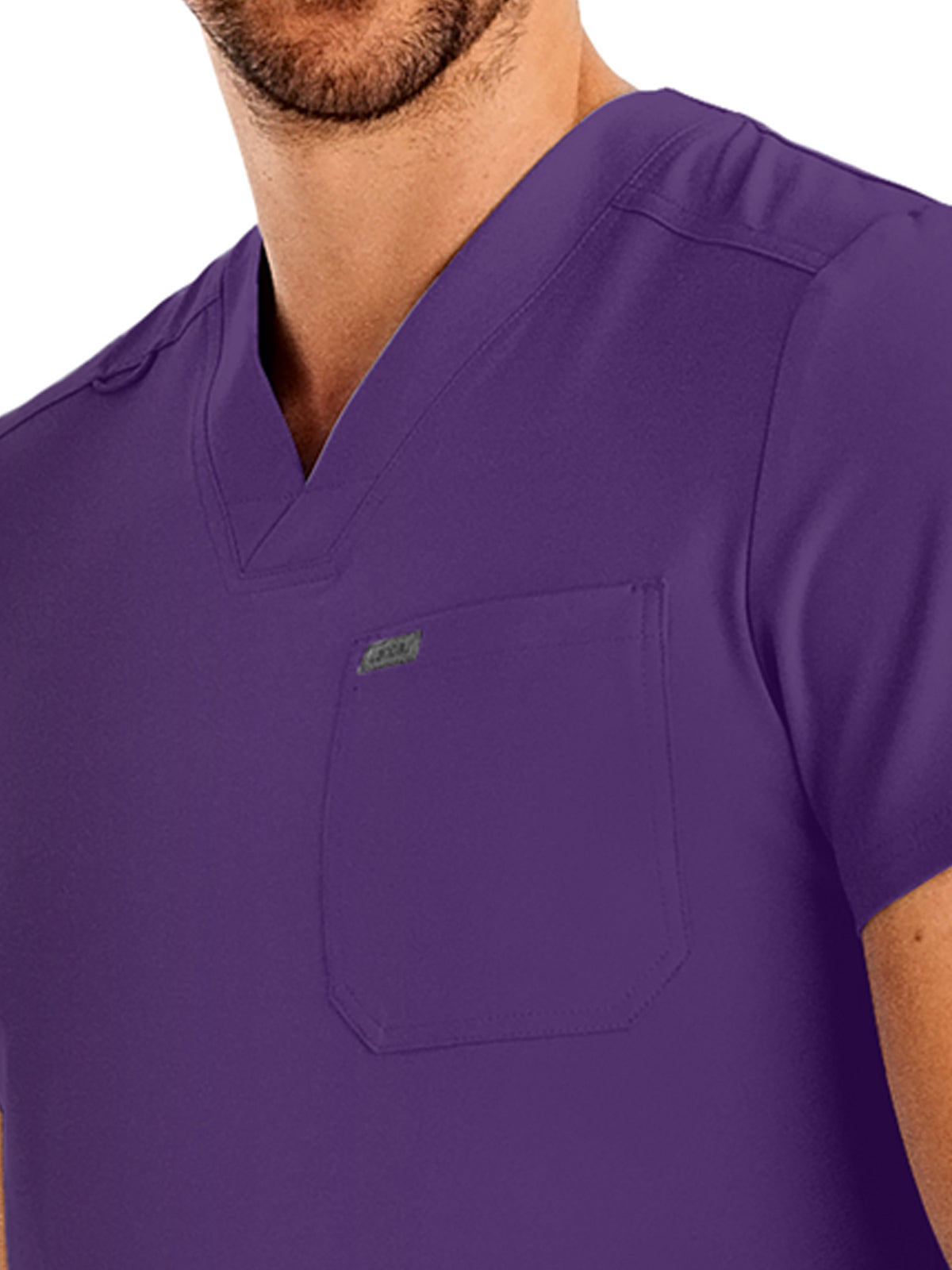 Men's 4-Pocket Back Yoke V-Neck Scrub Top