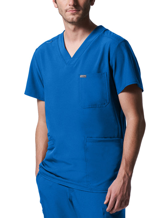 Men's 4-Pocket Back Yoke V-Neck Scrub Top