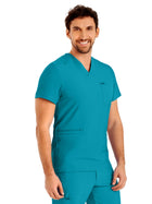 Men's Four-Pocket Back Yoke V-Neck Top - LT110 - Teal