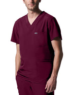 Men's Four-Pocket Back Yoke V-Neck Top - LT110 - Wine
