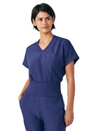 Women's Two-Pocket V-Neck Top - LT123 - Navy