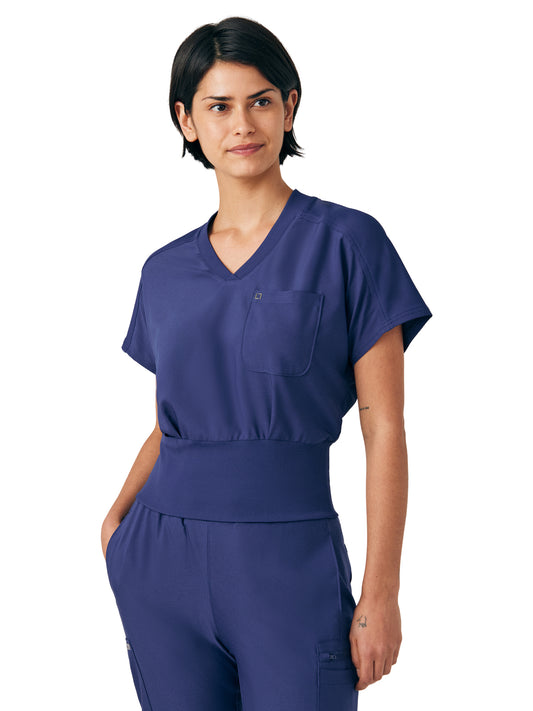 Women's Two-Pocket V-Neck Top - LT123 - Navy