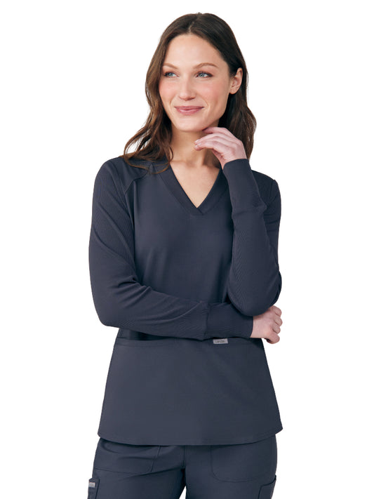 Women's Two-Pocket V-Neck Scrub Top - LT125 - Pewter