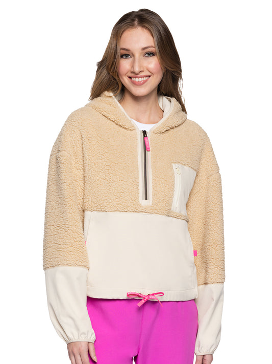 Women's 3-Pocket Two-Tone Zip Pullover Sweatshirt